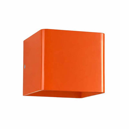 Orange square wall light fixture on a white background