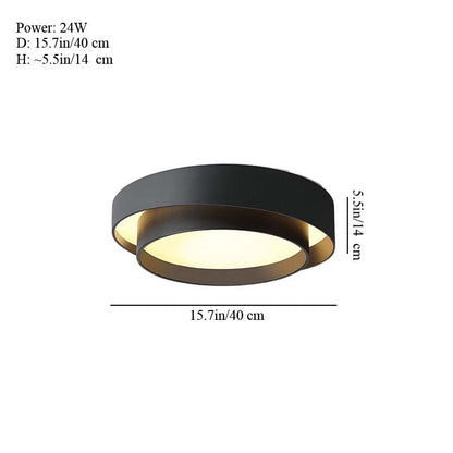 Black ceiling light fixture with measurements on a white background