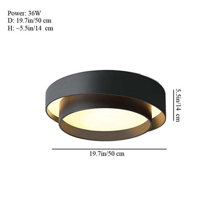 Black ceiling light fixture with dimensions on a white background