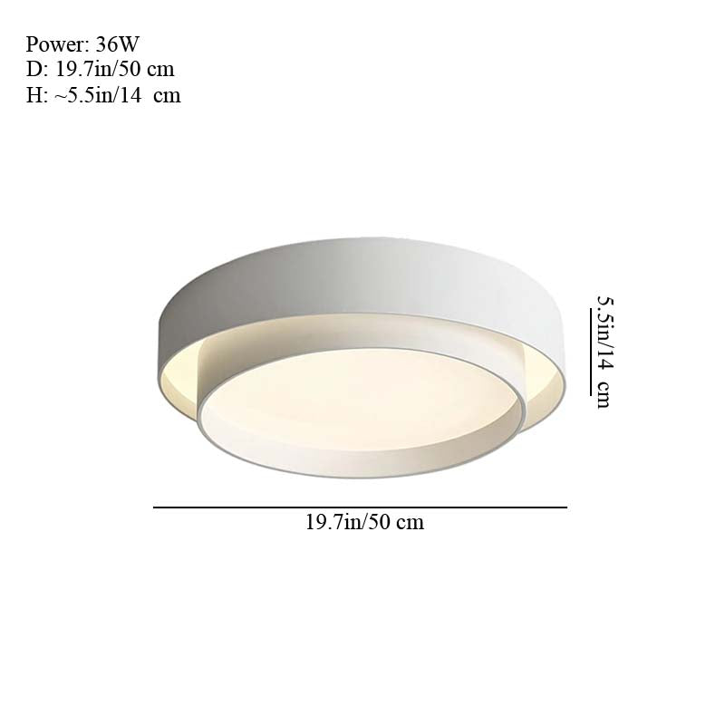 Ceiling light fixture with dimensions on a white background