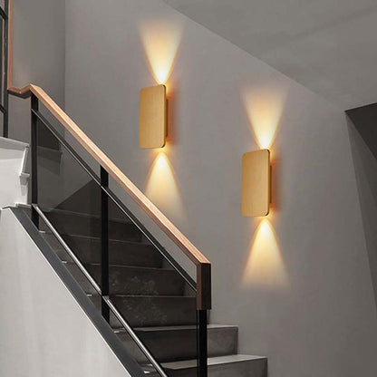 Modern wall lights on a staircase wall