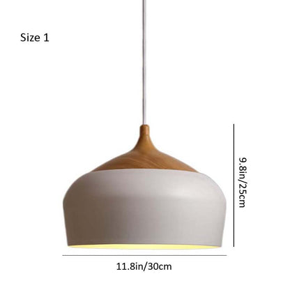 Pendant light with dimensions labeled on a white background