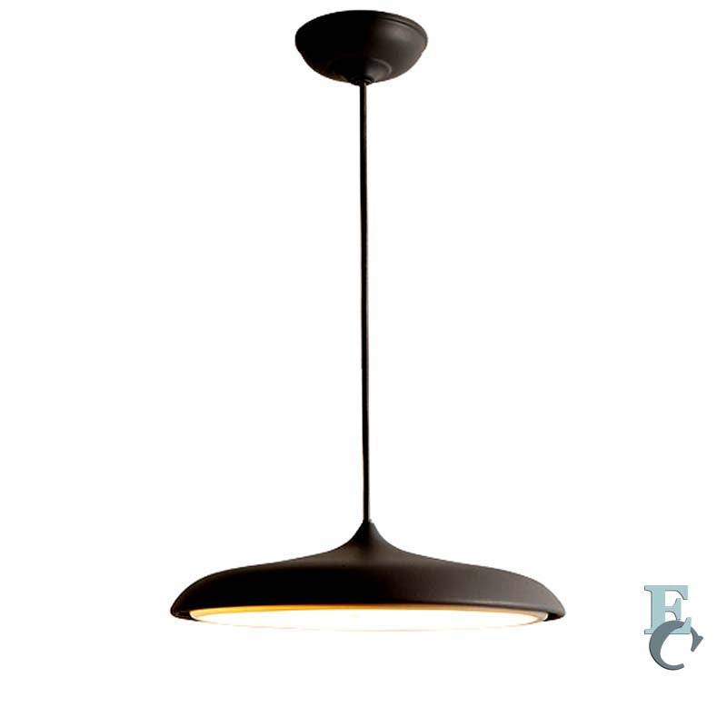 Black pendant light on a white background