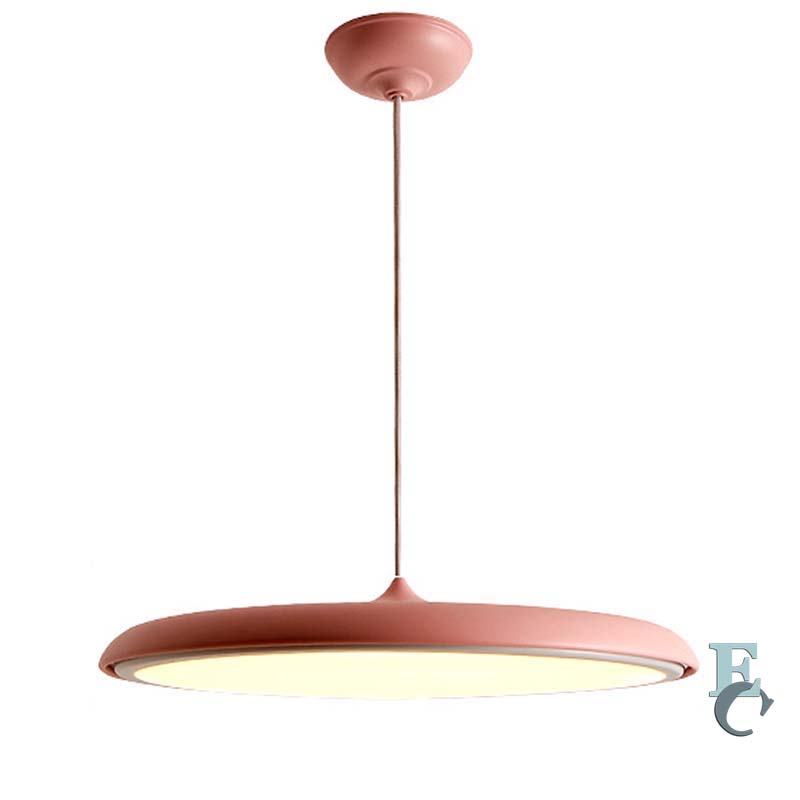 Pink pendant light on a white background