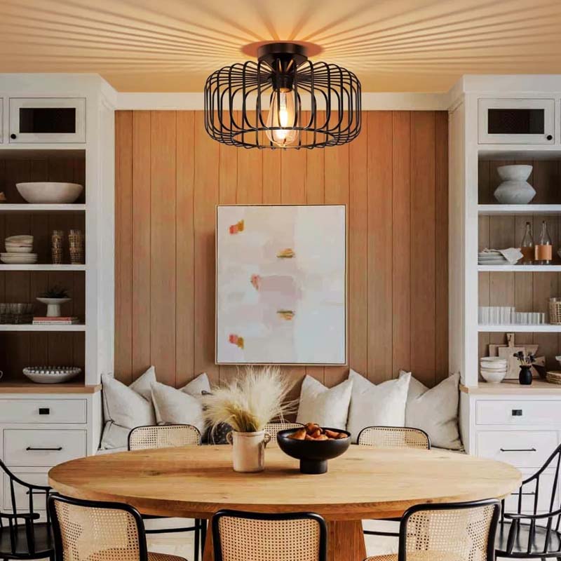 Pendant light above a dining table in a modern interior