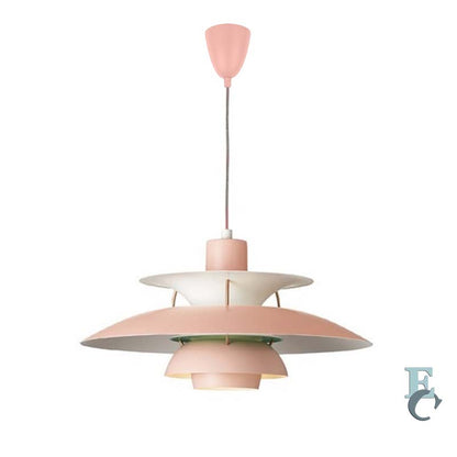 Pink pendant lamp on a white background