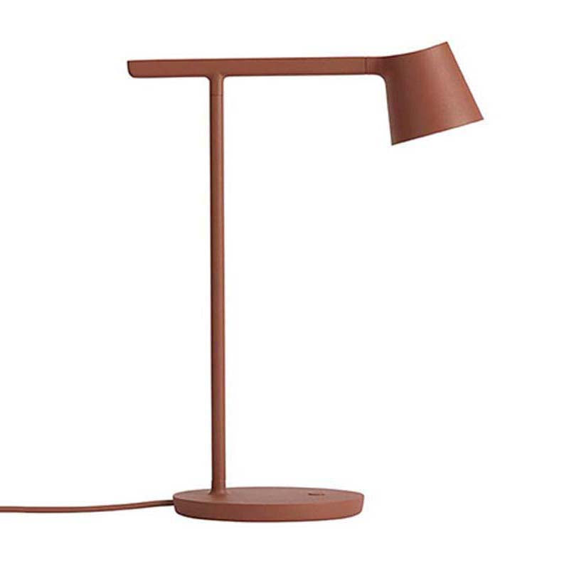 Red table lamp on a white background