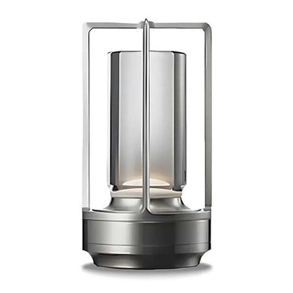 Modern outdoor lamp with metallic finish on a white background
