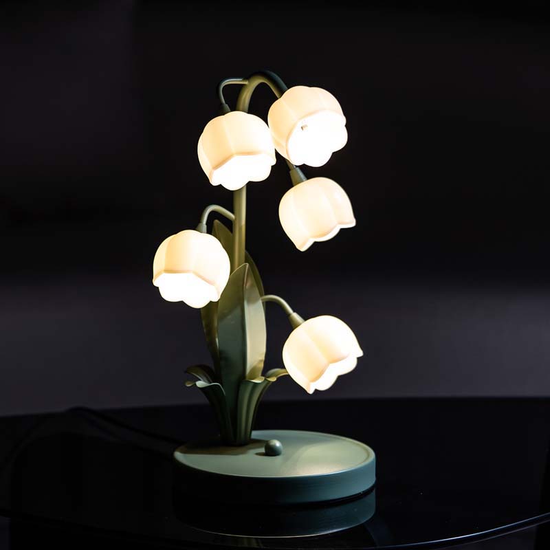 Floral lamp with white flowers on a dark background