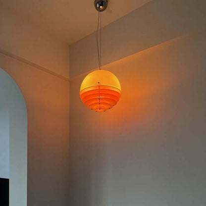 Sunset pendant light in interior with soft ambient light