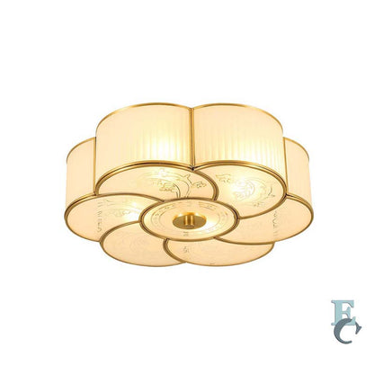 Surface Flower ceiling light with frosted glass and brass trim