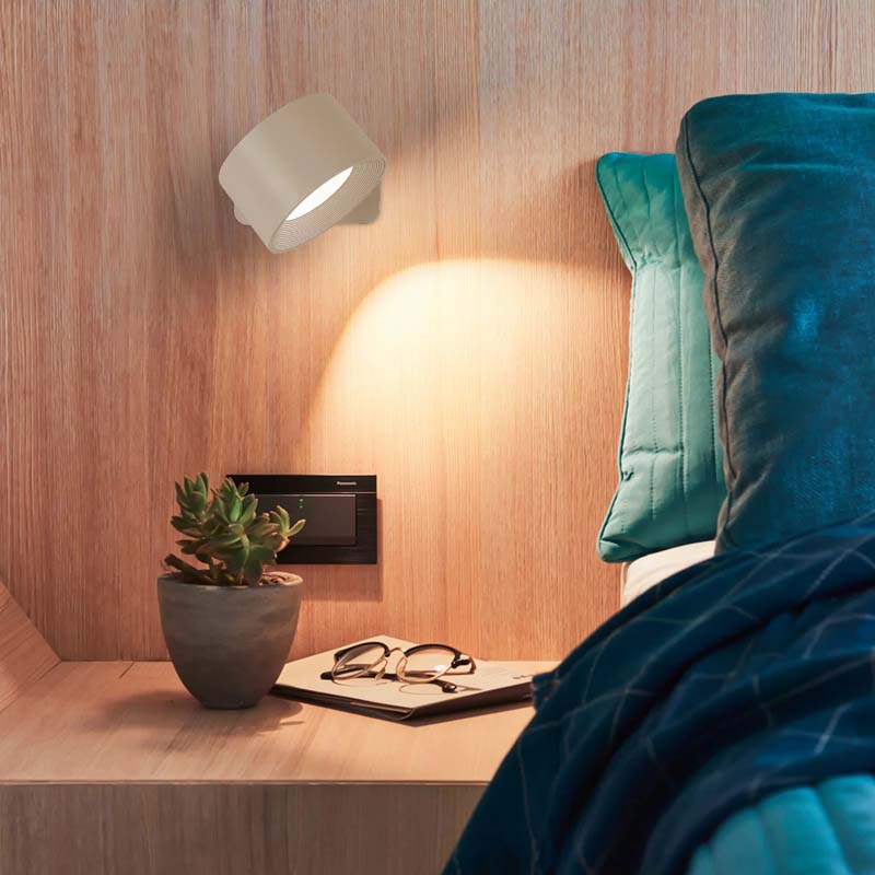 Touch LED Wall Sconce over the sofa and bedside table