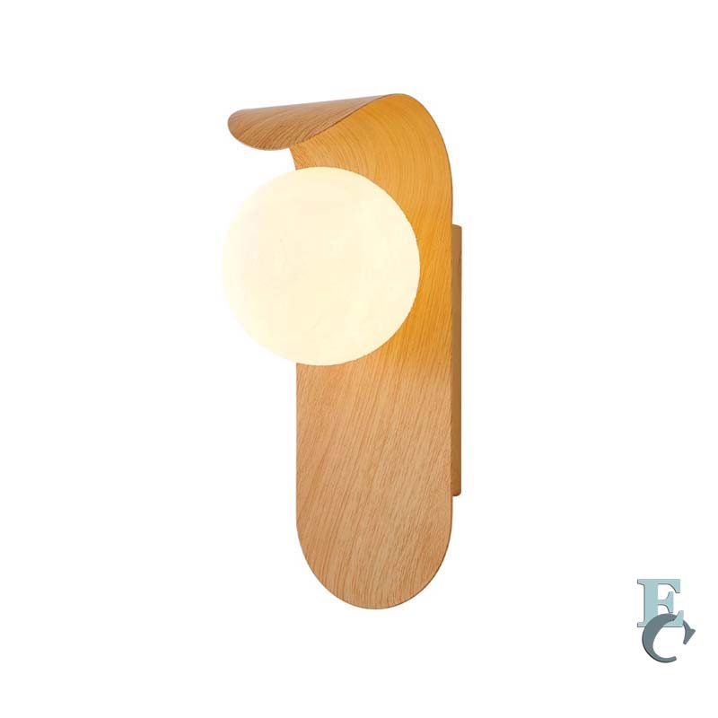 Metal wall lamp with a round bulb on a white background.