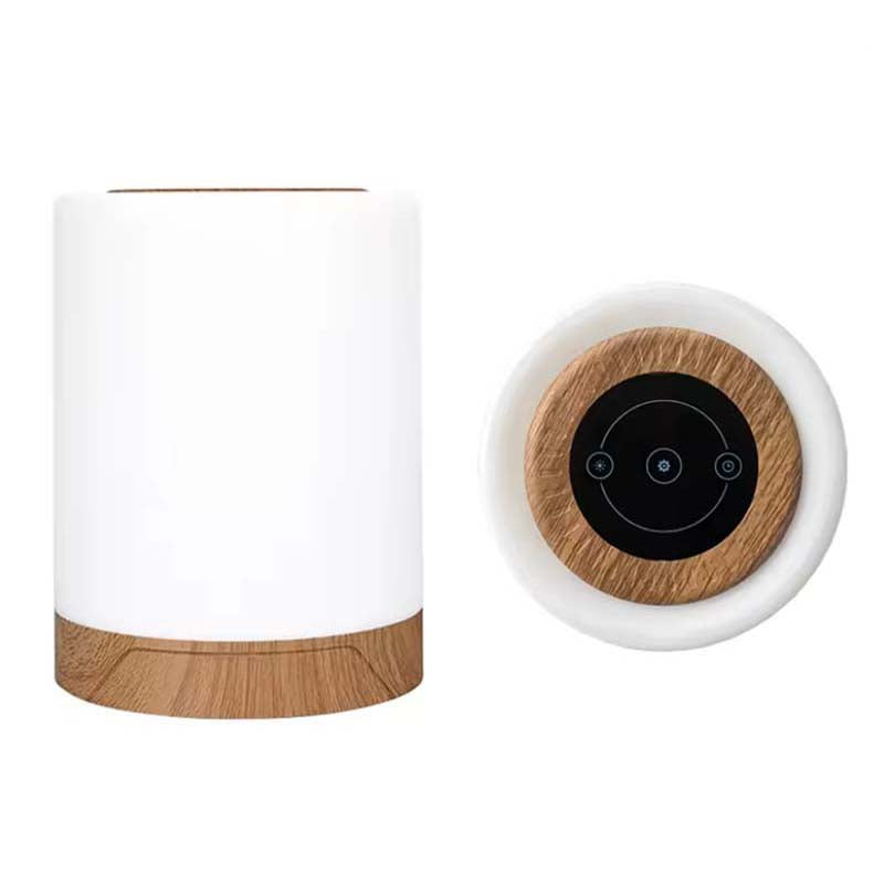 White Portable Touch Control LED Bedside Night Light on white background.