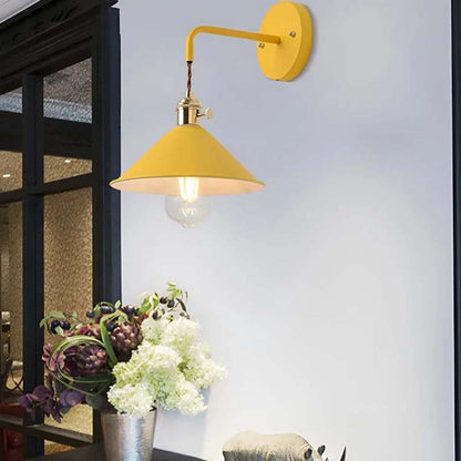 Yellow wall lamp with a white background