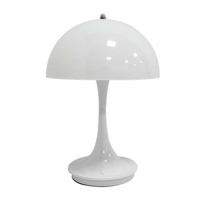 White table lamp with a dome-shaped shade on a white background