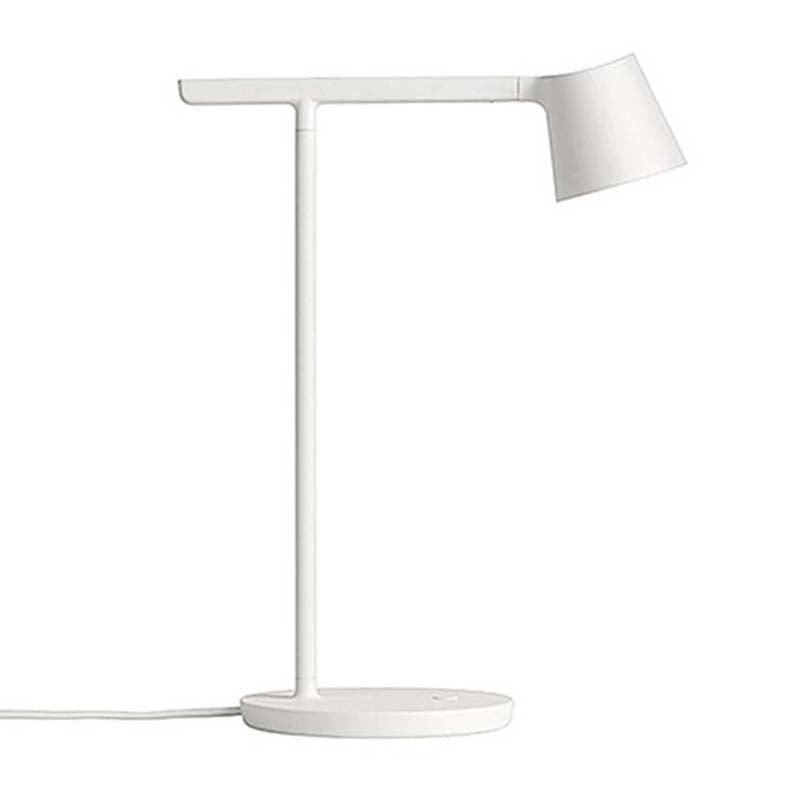 White table lamp with a minimalist design on a white background
