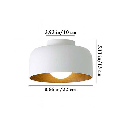 White ceiling light fixture with dimensions labeled on a white background