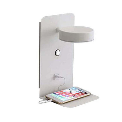 LED Bedside Night Light with Smartphone on White Background.