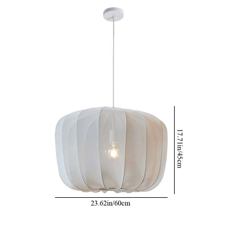 White pendant light with dimensions on a white background
