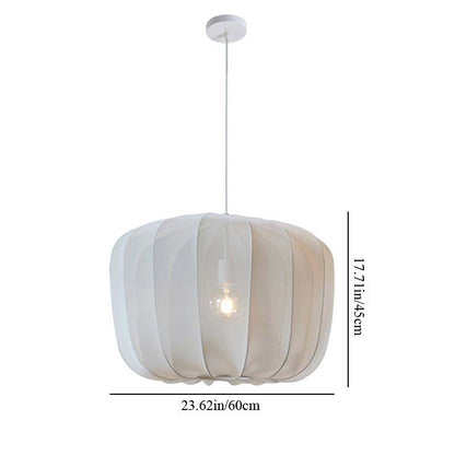 White pendant light with dimensions on a white background