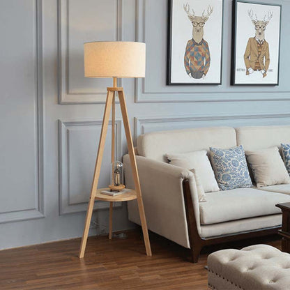 Wooden floor lamp in Scandinavian style