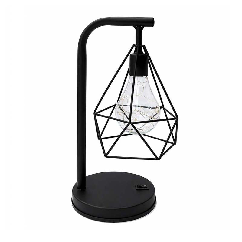 Black Geometric Loft LED Table Lamp on a white background