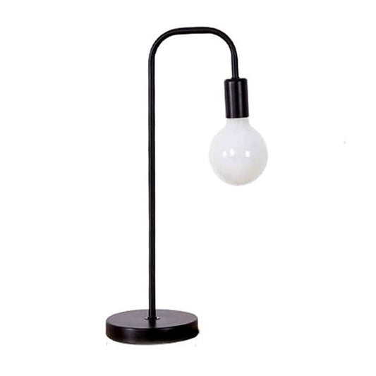 Black Nordic Loft LED Table Lamp with Iron Base on White Background