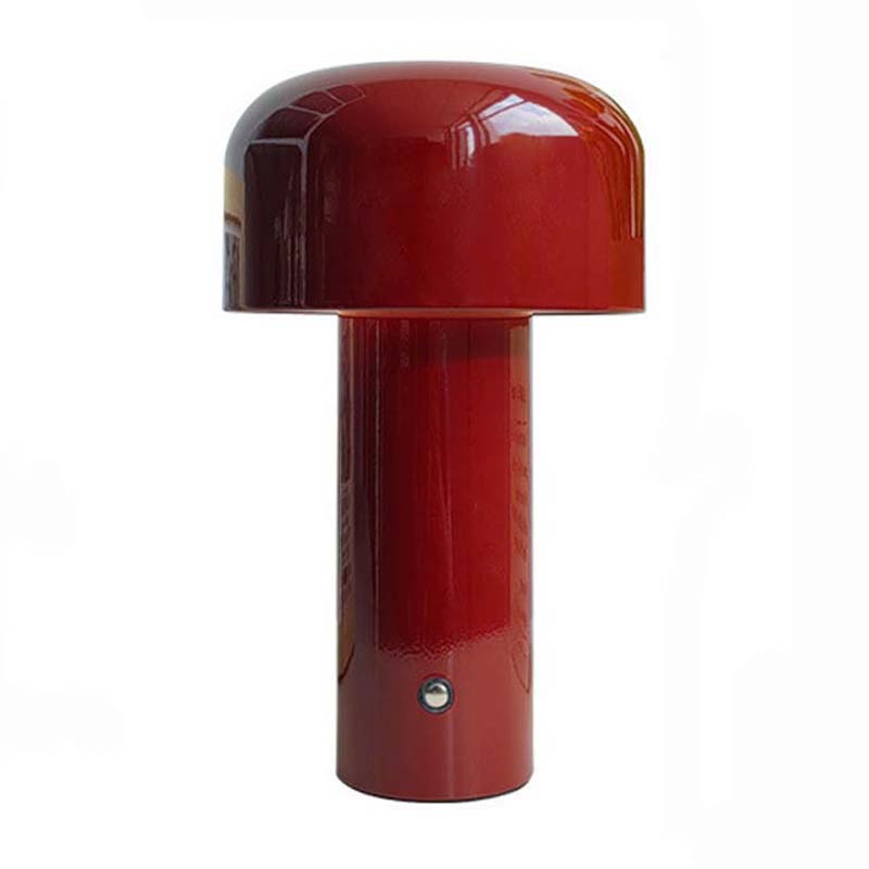 Burgundy Rechargeable Mushroom LED Table Lamp, shown on a plain white background.