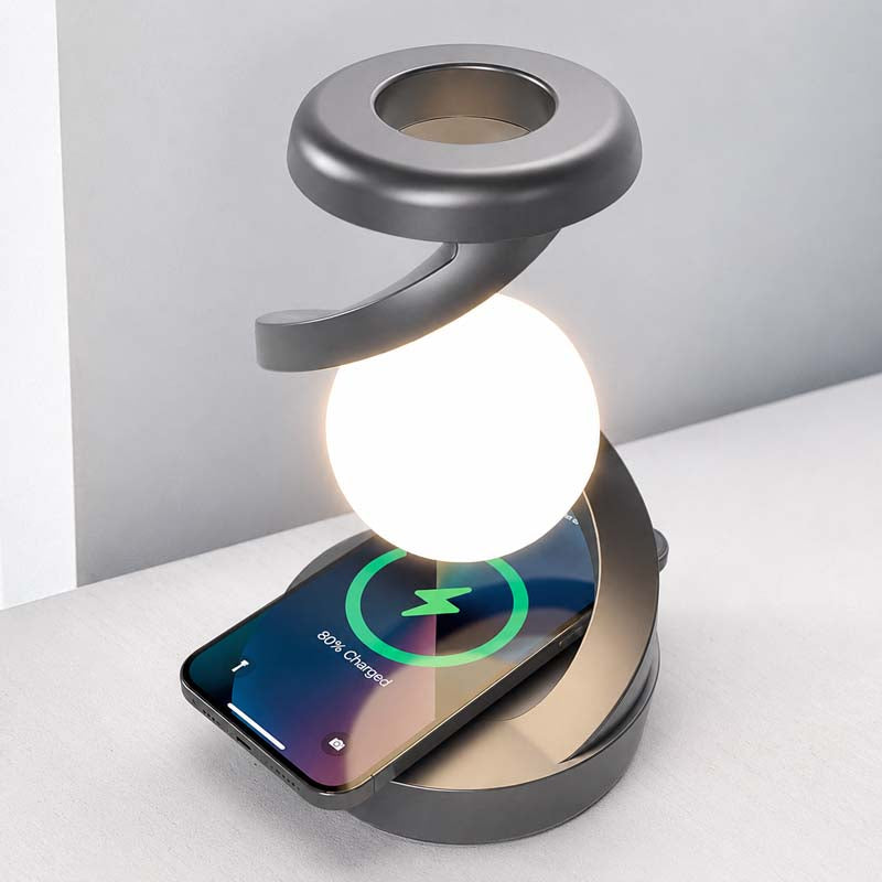 Saturn Helix – LED Desk Lamp with Wireless Charging and Smartphone Charging