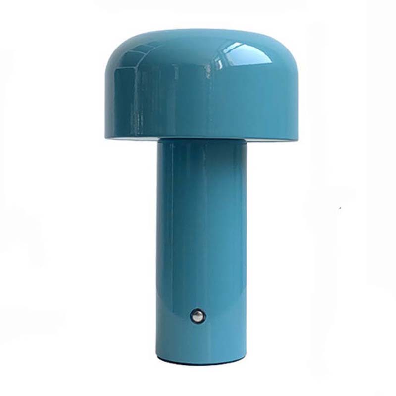 Light blue Rechargeable Mushroom LED Table Lamp, shown on a plain white background.