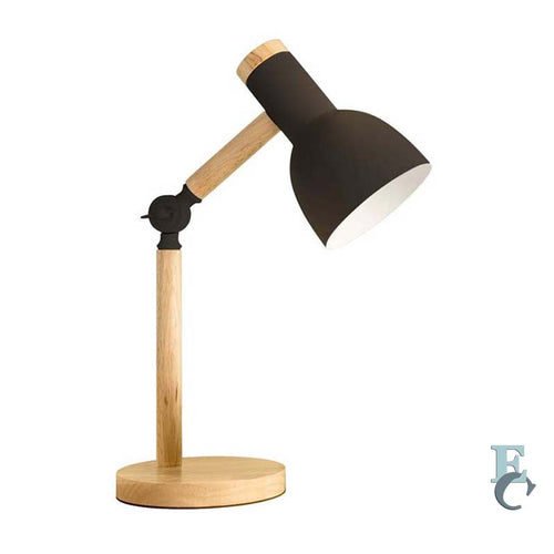 Black LED Adjustable Nordic Wood Desk Lamp on a white background