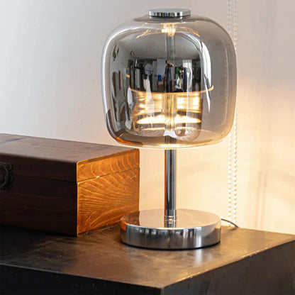 Premium Glass LED Table Lamp on a table with a box