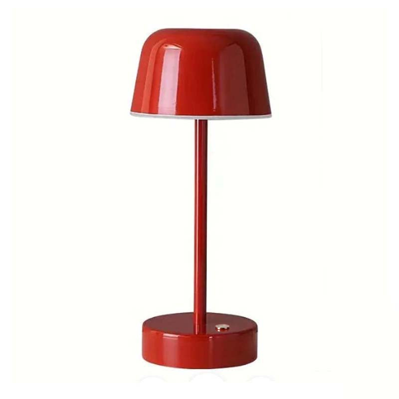 Red Rechargeable Cordless Touch LED Table Lamp on a plain white background