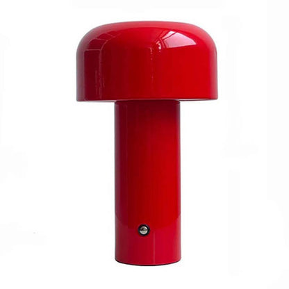 Red Rechargeable Mushroom LED Table Lamp, shown on a plain white background.