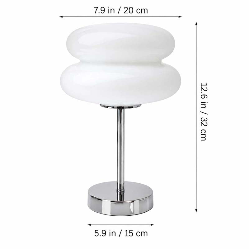 Retro Sandwich Glass Table Lamp with dimensions listed