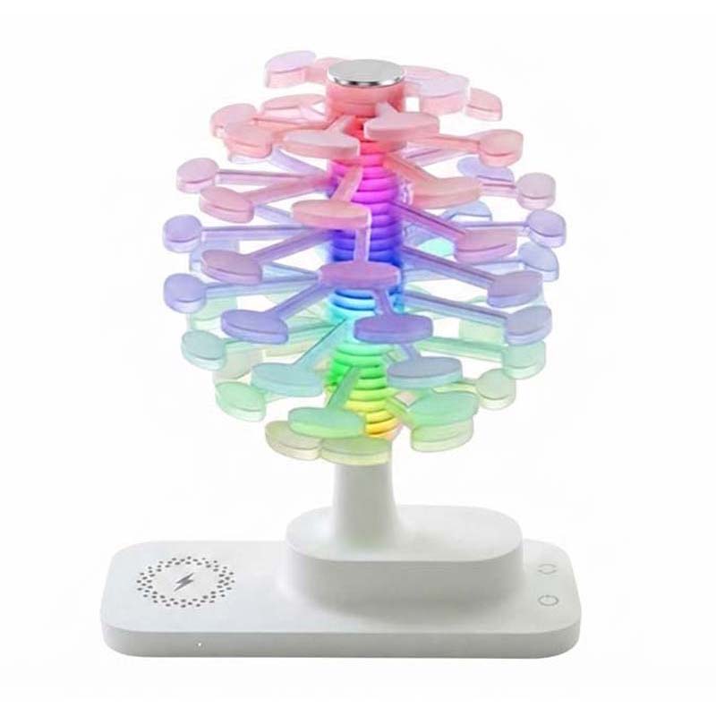 Spiral Tree LED Desk Lamp with wireless charging and rotating lampshade