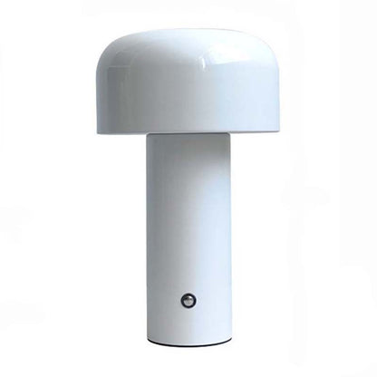 White Rechargeable Mushroom LED Table Lamp, shown on a plain white background.