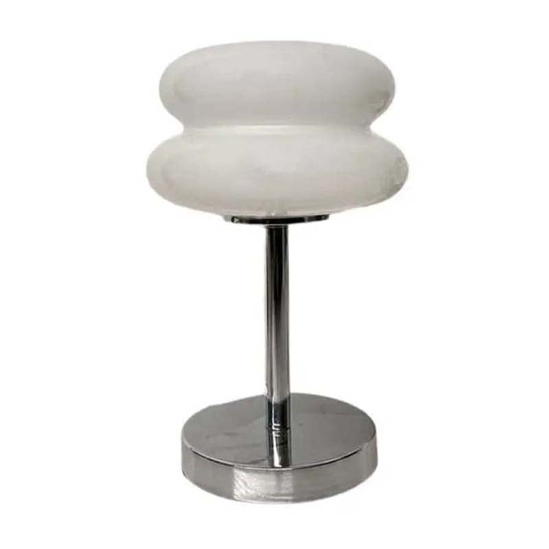 White Retro Sandwich Glass Table Lamp on a white background