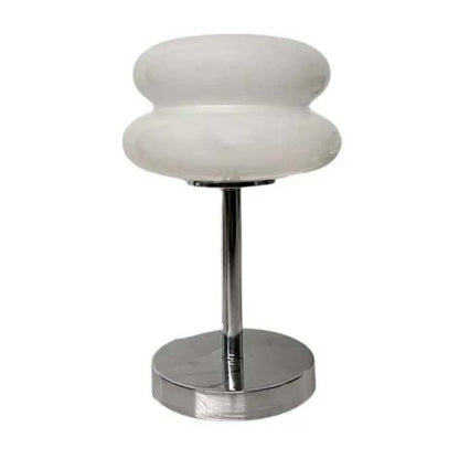 White Retro Sandwich Glass Table Lamp on a white background