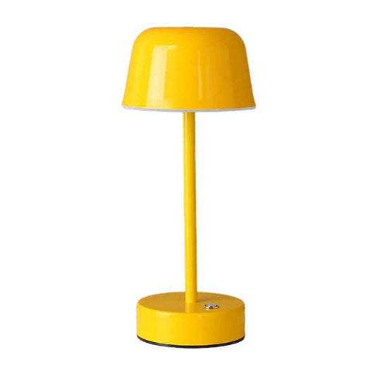 Yellow Rechargeable Cordless Touch LED Table Lamp on a plain white background